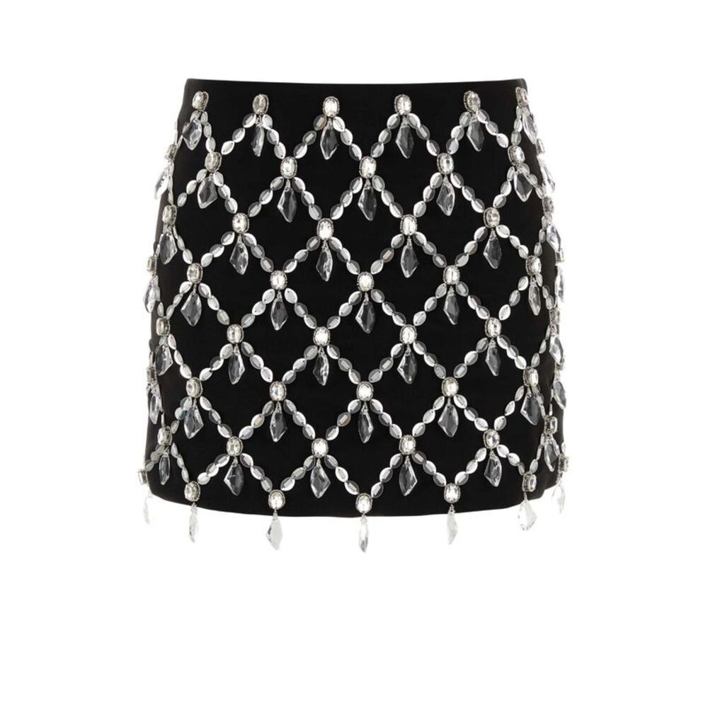 Des Phemmes Women Black Stretch Gabardine Mini Skirt
